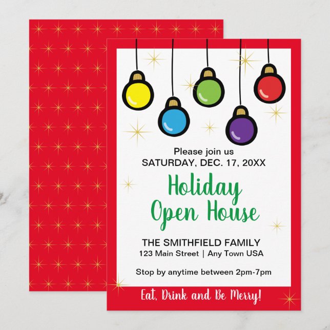 Christmas Hanging Ornament Open House  Invitation (Front/Back)