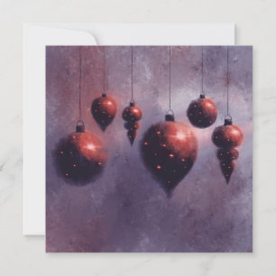 Christmas hanging Red Baubles Flat Card