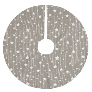 Christmas hanging white stars wrapping paper brushed polyester tree skirt