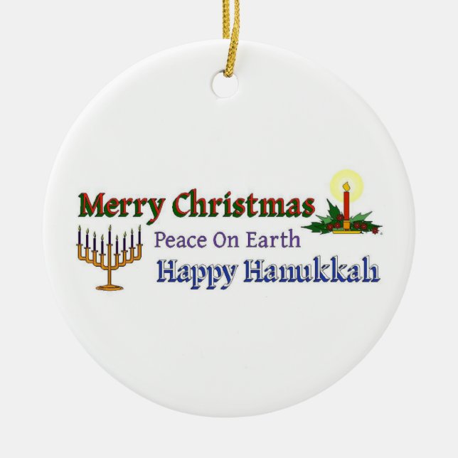 Christmas Hanukkah Ceramic Tree Decoration (Front)