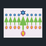Christmas Hanukkah Chrismukkah Card<br><div class="desc">Postcard can be viewed as Christmas Trees or Menorah. Just turn it upside down.</div>