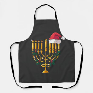 Christmas Hanukkah Jewish Santa Menorah Apron