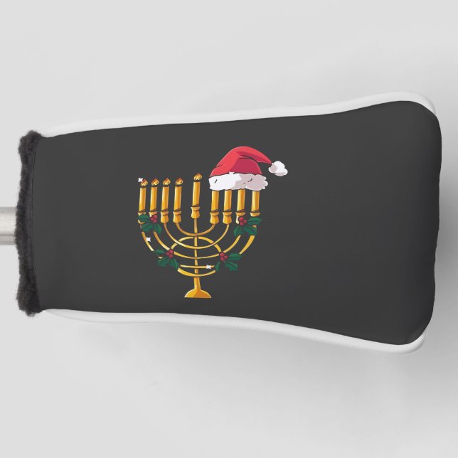 Christmas Hanukkah Jewish Santa Menorah  Golf Head Cover (Front)