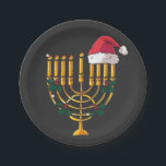 Christmas Hanukkah Jewish Santa Menorah  Paper Plate<br><div class="desc">hanukkah christmas mashup,  jewish holiday humour,  santa menorah,  interfaith christmas 2025,  hanukkah meets christmas,  funny jewish santa design,  menorah santa hat 2025,  christmukkah mashup,  jewish christmas fusion,  menorah holiday 2025</div>