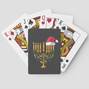 Christmas Hanukkah Jewish Santa Menorah Playing Cards