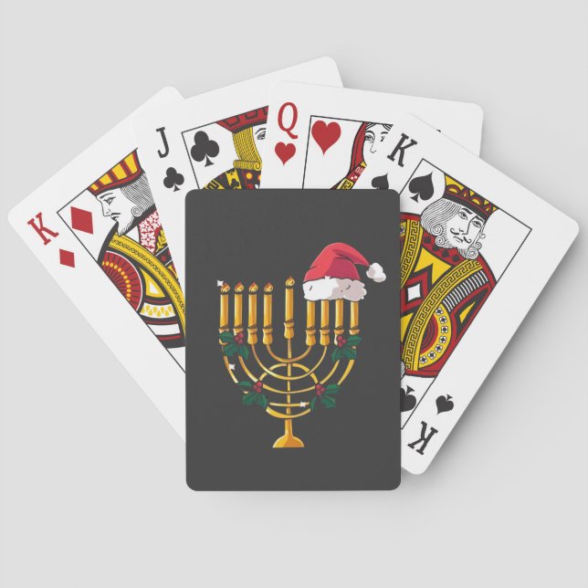 Christmas Hanukkah Jewish Santa Menorah  Playing Cards (Back)