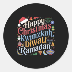 Christmas Hanukkah Kwanzaa Diwali Ramadan Classic Round Sticker