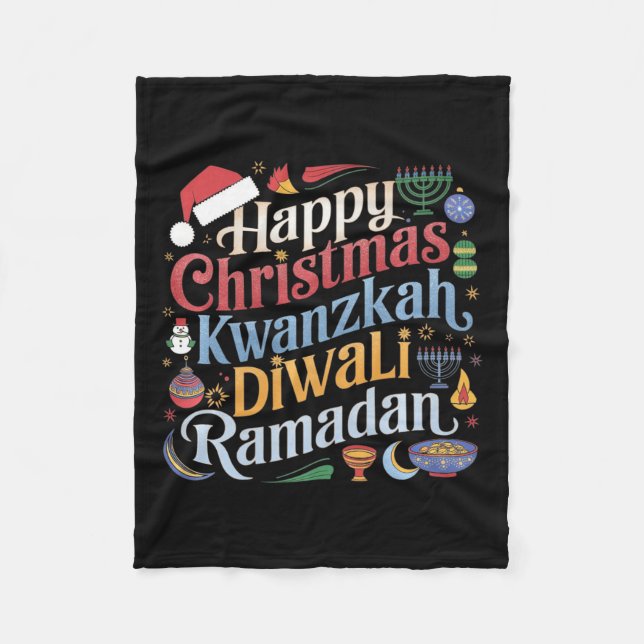 Christmas Hanukkah Kwanzaa Diwali Ramadan  Fleece Blanket (Front)