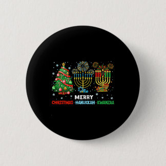 Christmas Hanukkah Kwanzaa Happy Holidays Matching 6 Cm Round Badge