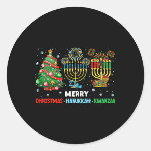 Christmas Hanukkah Kwanzaa Happy Holidays Matching Classic Round Sticker