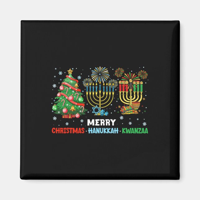 Christmas Hanukkah Kwanzaa Happy Holidays Matching Magnet (Front)