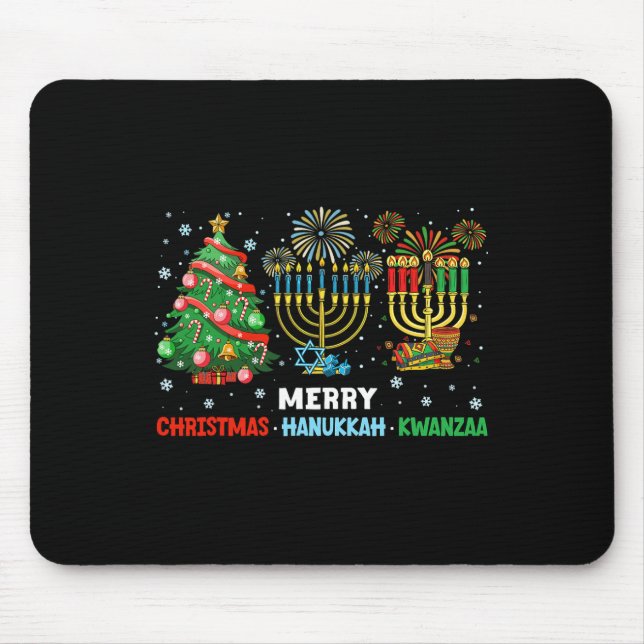Christmas Hanukkah Kwanzaa Happy Holidays Matching Mouse Mat (Front)