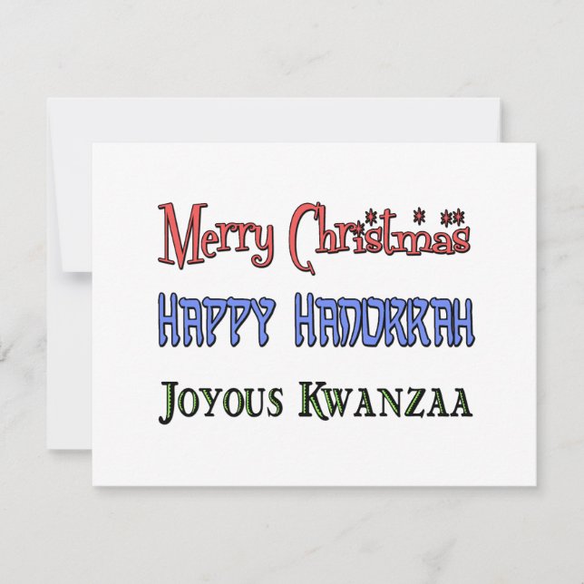 Christmas - Hanukkah - Kwanzaa Holiday Card (Front)