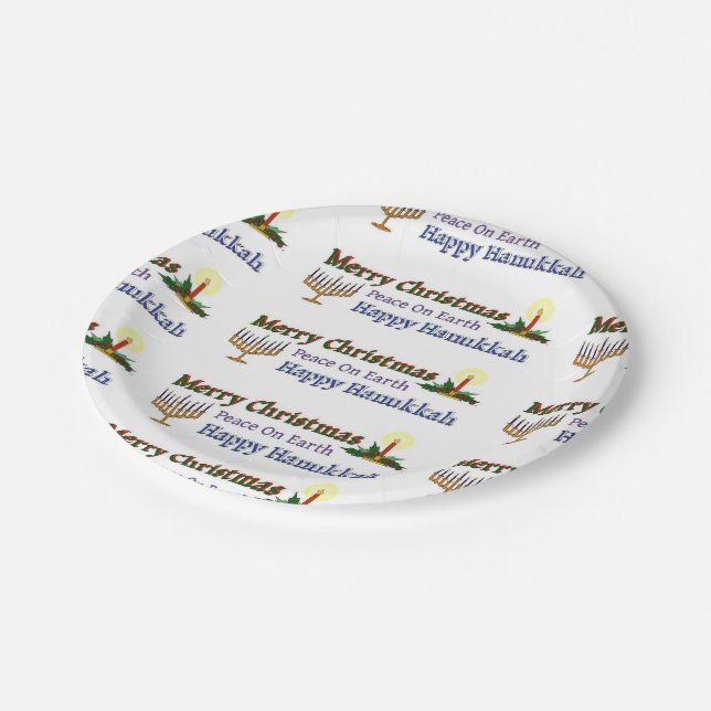Christmas Hanukkah Paper Plate (Angled)
