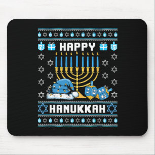 Christmas Hanukkah Ugly Pajama Santa Hat Chanukah Mouse Mat