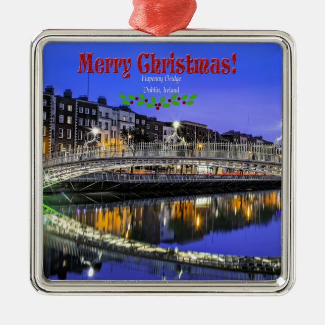 Christmas, Ha'penny Bridge, Dublin, Metal Tree Decoration (Front)