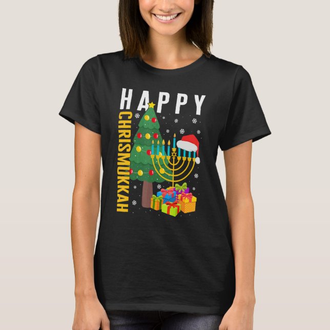 Christmas Happy Chrismukkah Hanukkah Jewish Christ T-Shirt (Front)