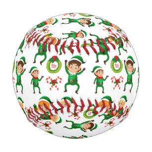 Christmas Happy Elf with Gift Pattern Baseball