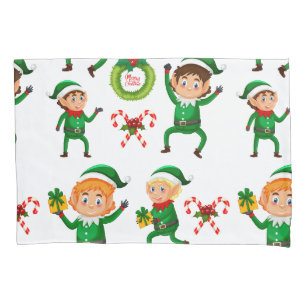 Christmas Happy Elf with Gift Pattern Pillowcase