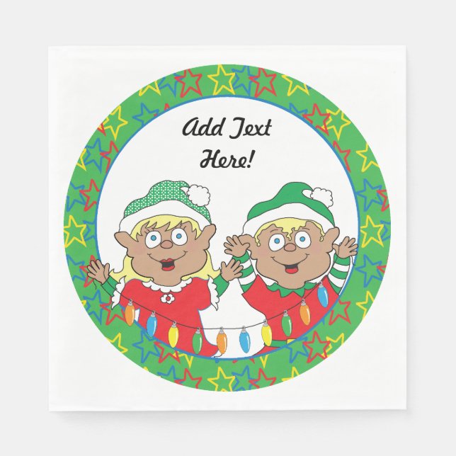 Christmas Happy Elves of Colour Napkin (Front)
