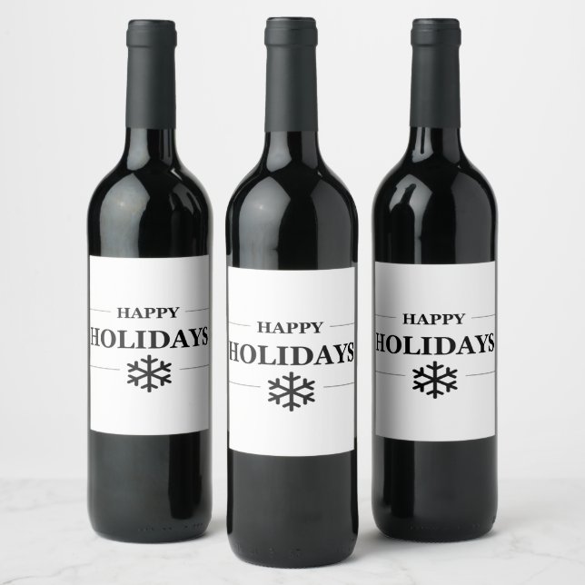 Christmas Happy Holiday Custom Gift Merry Xmas Wine Label (Bottles)