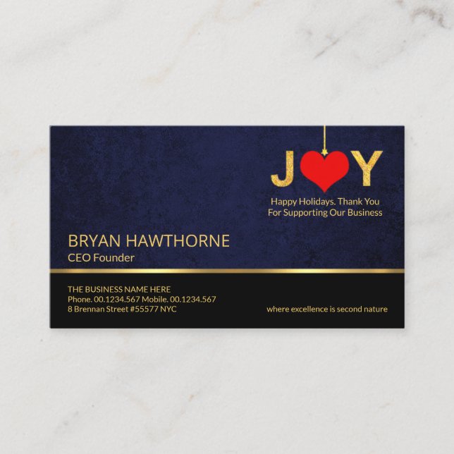 Christmas Happy Holiday Greetings CEO Entrepreneur Business Card (Front)