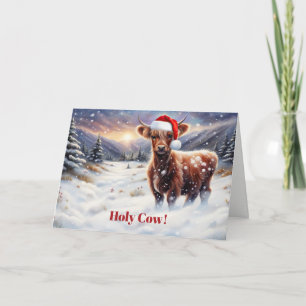 Christmas Happy Holidays Cute Highland Cow  Card