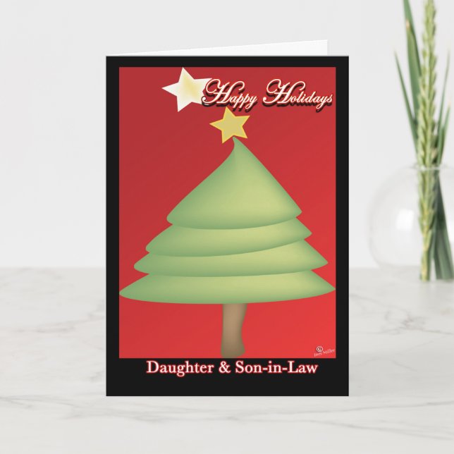 Christmas Happy Holidays Daughter & Son-in-Law Thank You Card (Front)