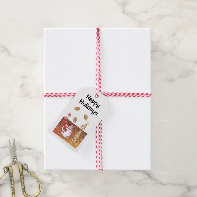 Christmas Happy Holidays Snowman Gift Tags  (With Twine)