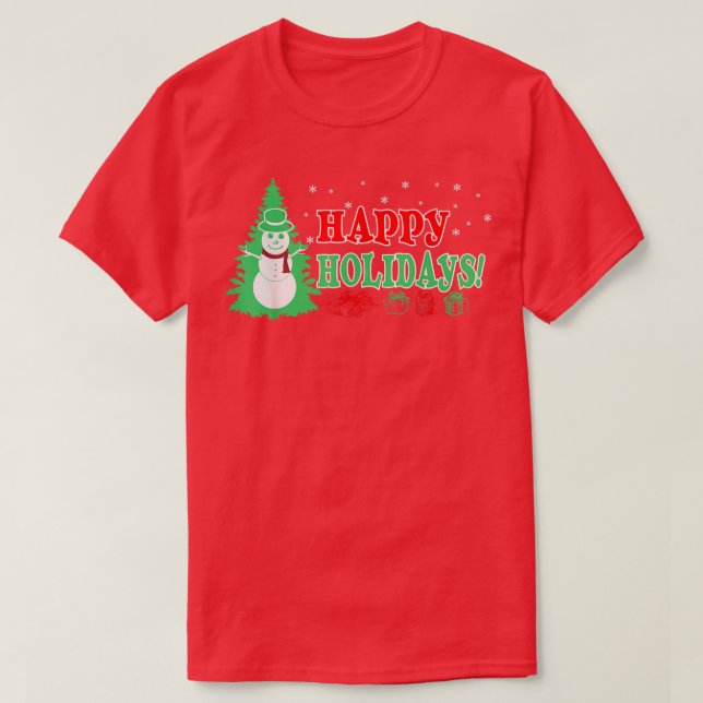 Christmas Happy Holidays  T-Shirt (Design Front)