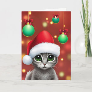 Christmas Happy Holidays with Cute Cat  Card