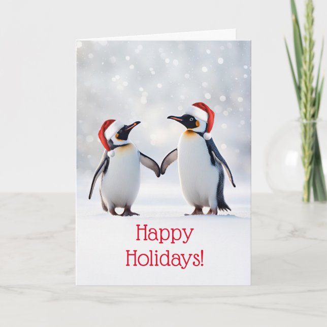 Christmas Happy Holidays with Penguins Cute Card (Front)