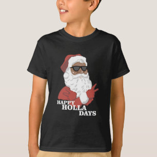 Christmas Happy Holla Days African American T-Shirt