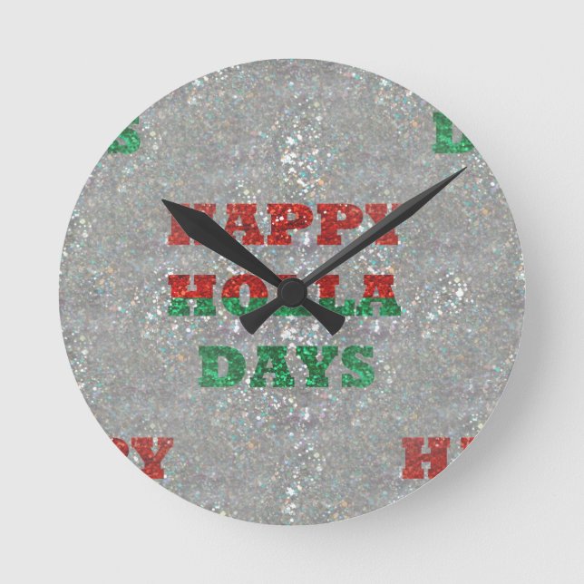 christmas happy holla days round clock (Front)