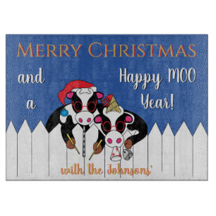 Christmas Happy MOO Year Cutting Board