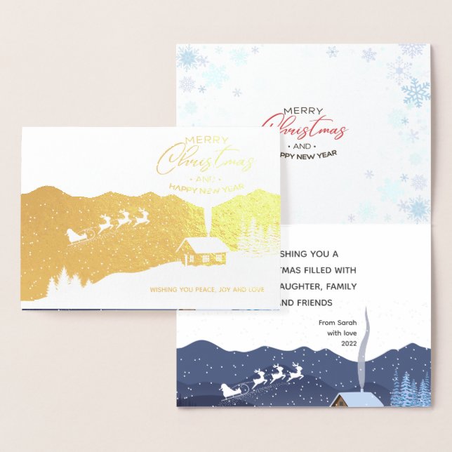  Christmas | Happy new year | Santa customisable  Foil Card (Display)