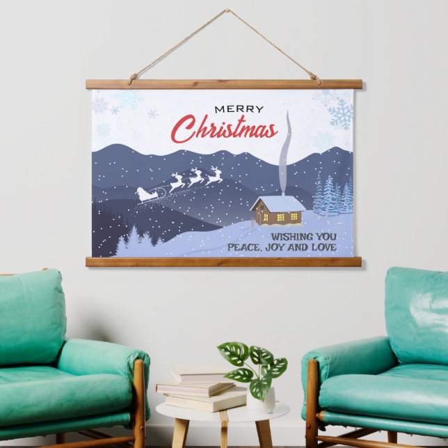 Christmas | Happy new year | Santa deer gift  Hanging Tapestry (Living Room)