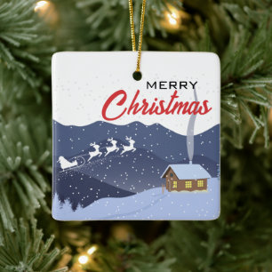 Christmas Happy new year Santa gift Ceramic Ornament