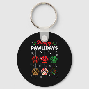 Christmas Happy Pawlidays Buffalo Plaid Paw Christ Key Ring