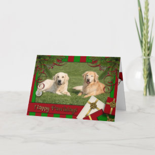 Christmas - Happy Pawlidays - Golden Retrievers Holiday Card