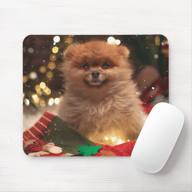 Christmas happy puppy mouse mat (With Mouse)