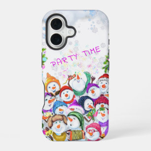 Christmas Happy Snowmans Party iPhone 16 Case