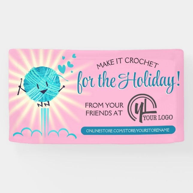 Christmas happy yarn crochet hook homespun crafts banner (Horizontal)