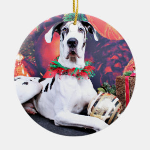 Christmas - Harlequin Great Dane - Baron Ceramic Tree Decoration