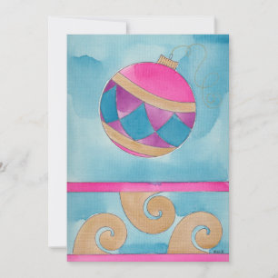 Christmas Harlequin Ornament - Flat Christmas Card