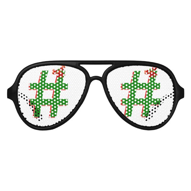 #Christmas #HASHTAG - Hash Tag Symbol Aviator Sunglasses (Front)
