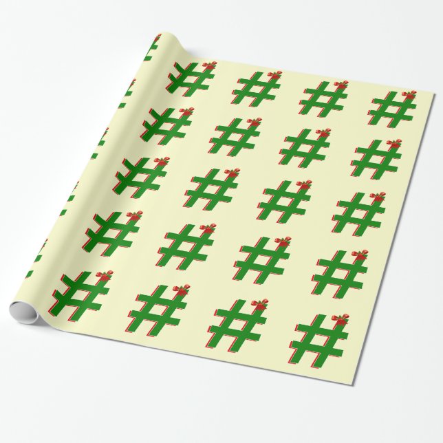 #Christmas #HASHTAG - Hash Tag Symbol Wrapping Paper (Unrolled)