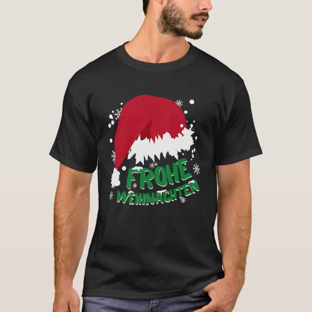 Christmas hat and snow  Merry Christmas T-Shirt (Front)