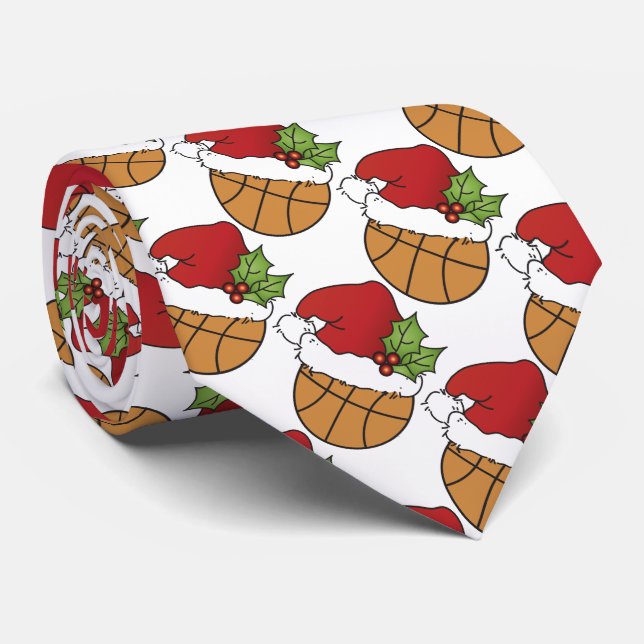 Christmas Hat Basketball Tie (Rolled)