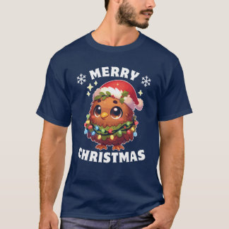 Christmas Hat Christmas Fairy Lights Kiwi friends T-Shirt